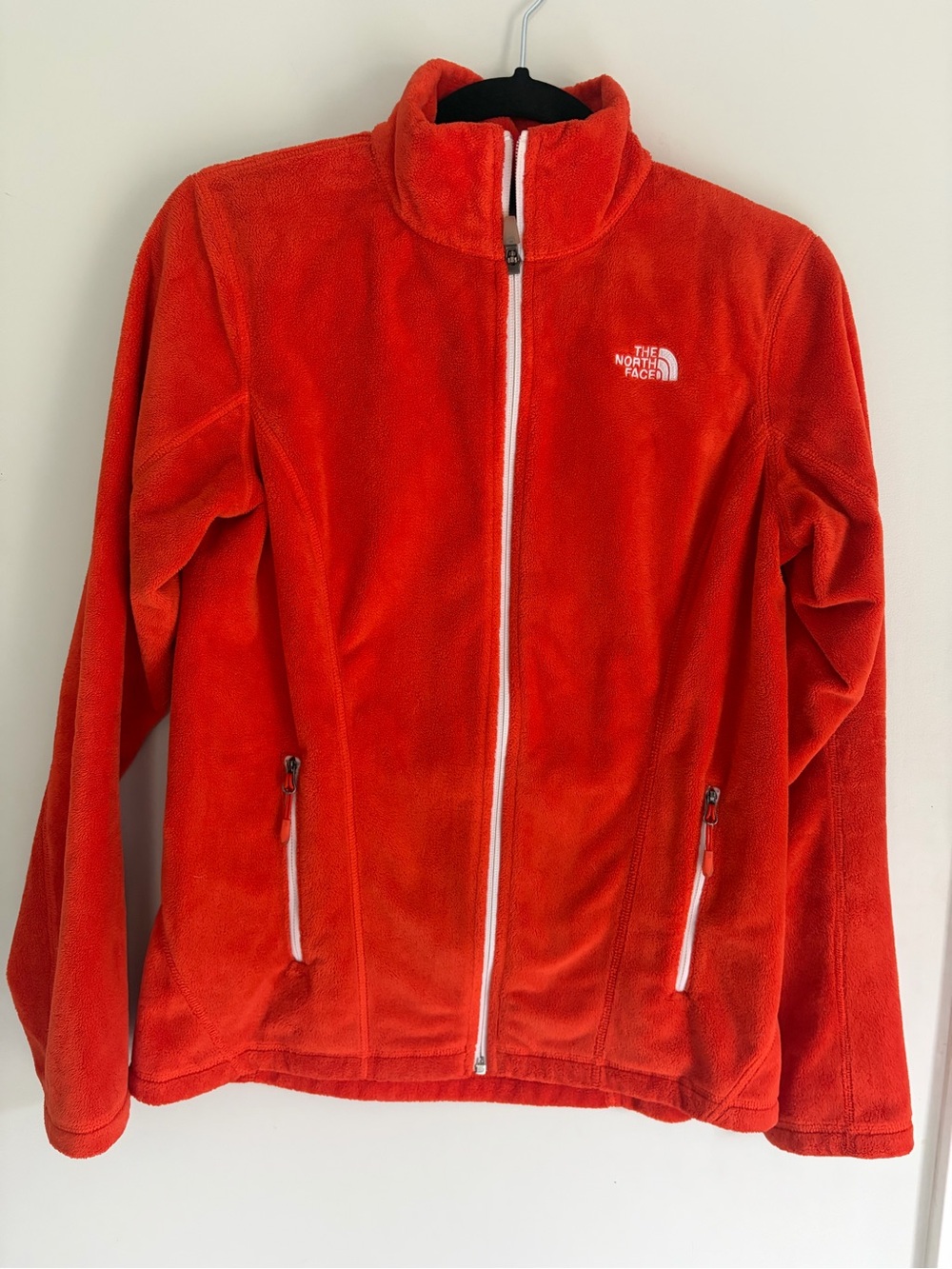 The North Face Women's Orange Fleece Jacket - Cozy Full-Zip with White detail